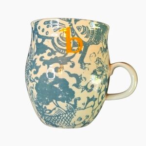 Anthropologie 4.5 In. Ceramic Teal Letter B Mug